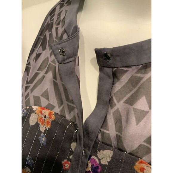 Rebecca Taylor Gray & Multicolor Floral & Geometric Patterned Dress, Size 0 (US) - Picture 4 of 9